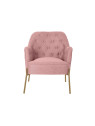 Fauteuil capitonné rose pâle