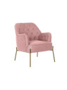 Fauteuil capitonné rose pâle