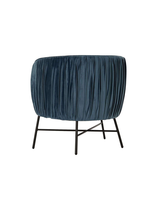 Fauteuil velours drapé bleu canard