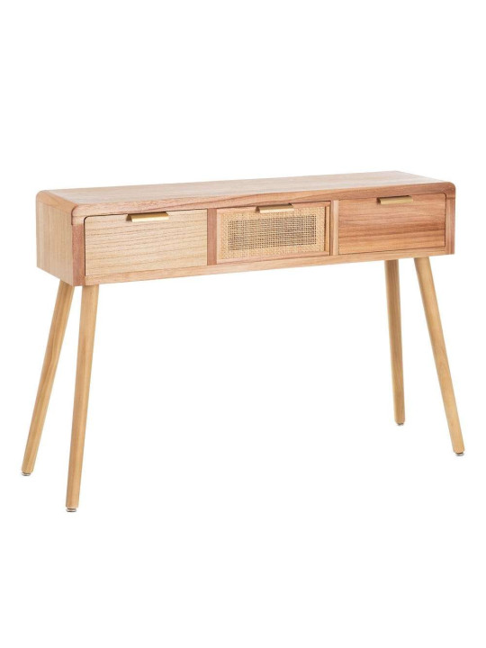 Bureau Nature en bois de paulonia et rotin