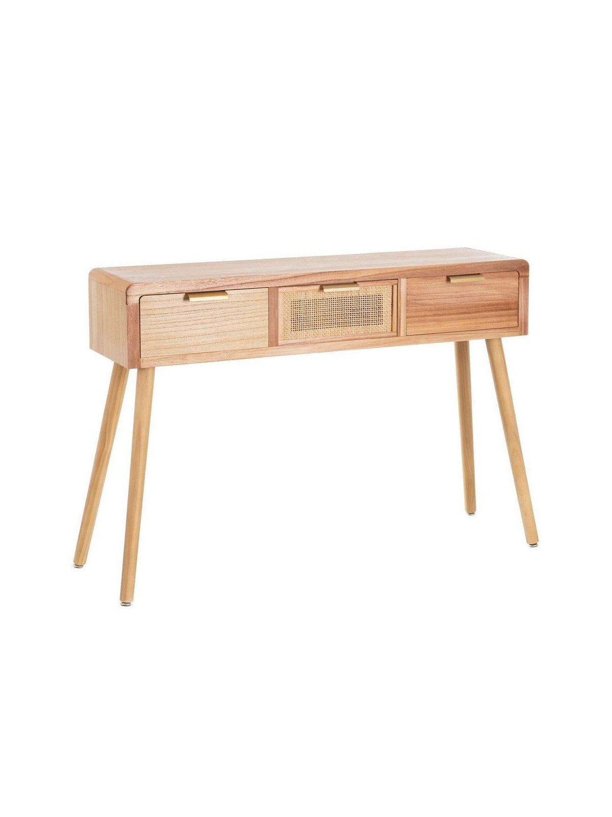 Bureau Nature en bois de paulonia et rotin