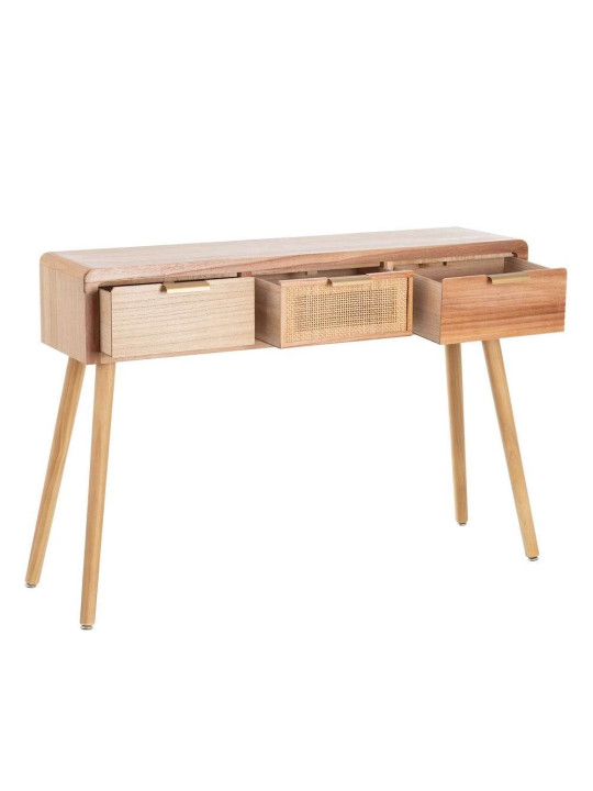 Bureau Nature en bois de paulonia et rotin