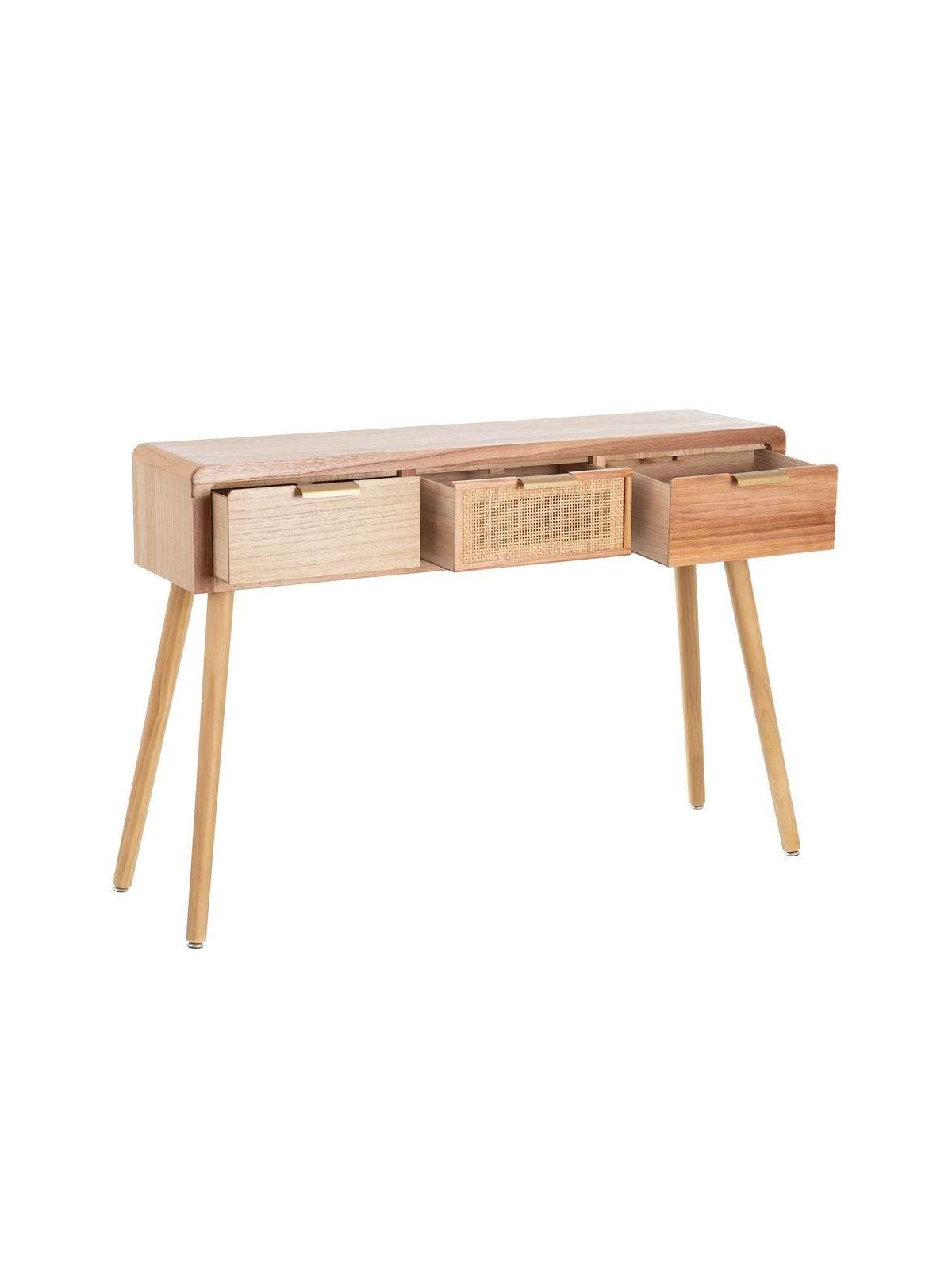 Bureau Nature en bois de paulonia et rotin