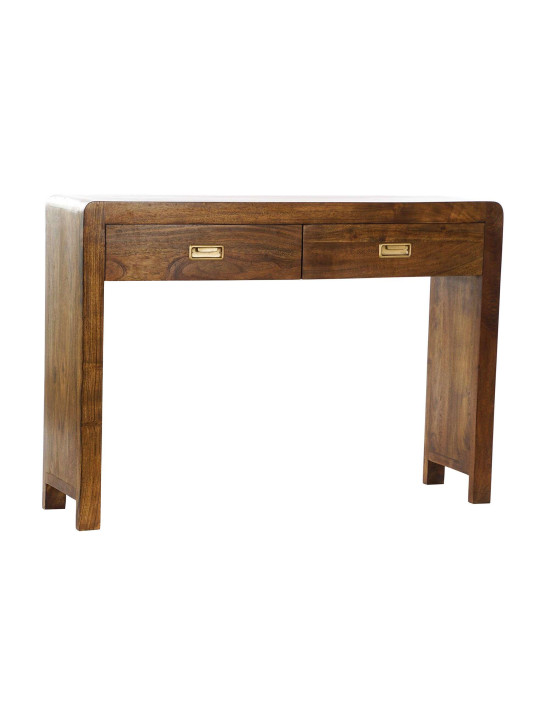 Console en bois naturel d'acacia marron 2 tiroirs