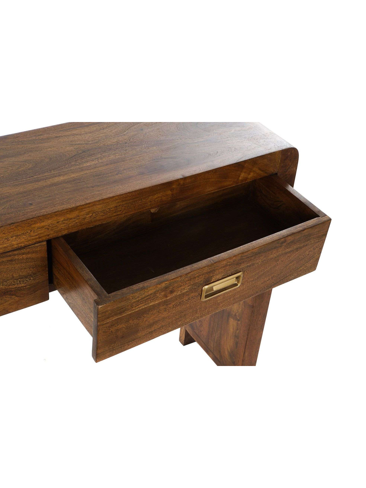 Console en bois naturel d'acacia marron 2 tiroirs