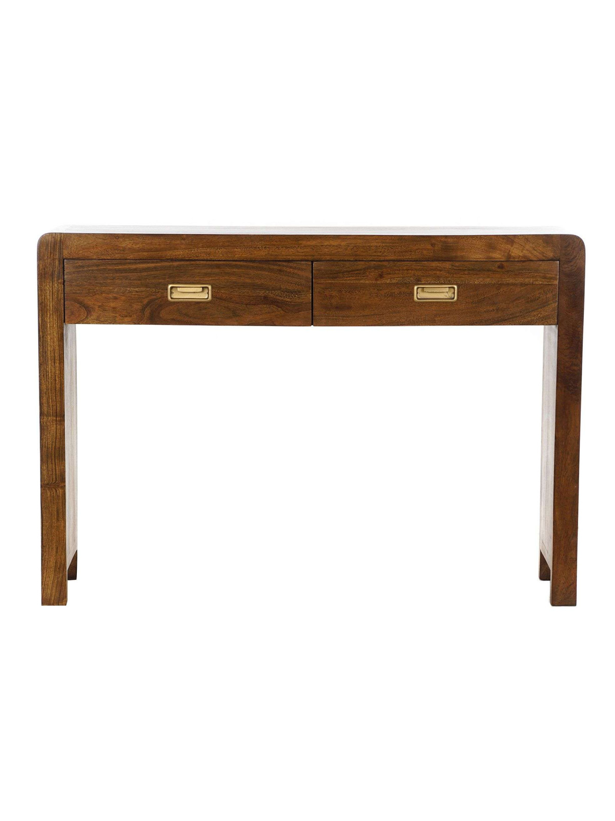 Console en bois naturel d'acacia marron 2 tiroirs