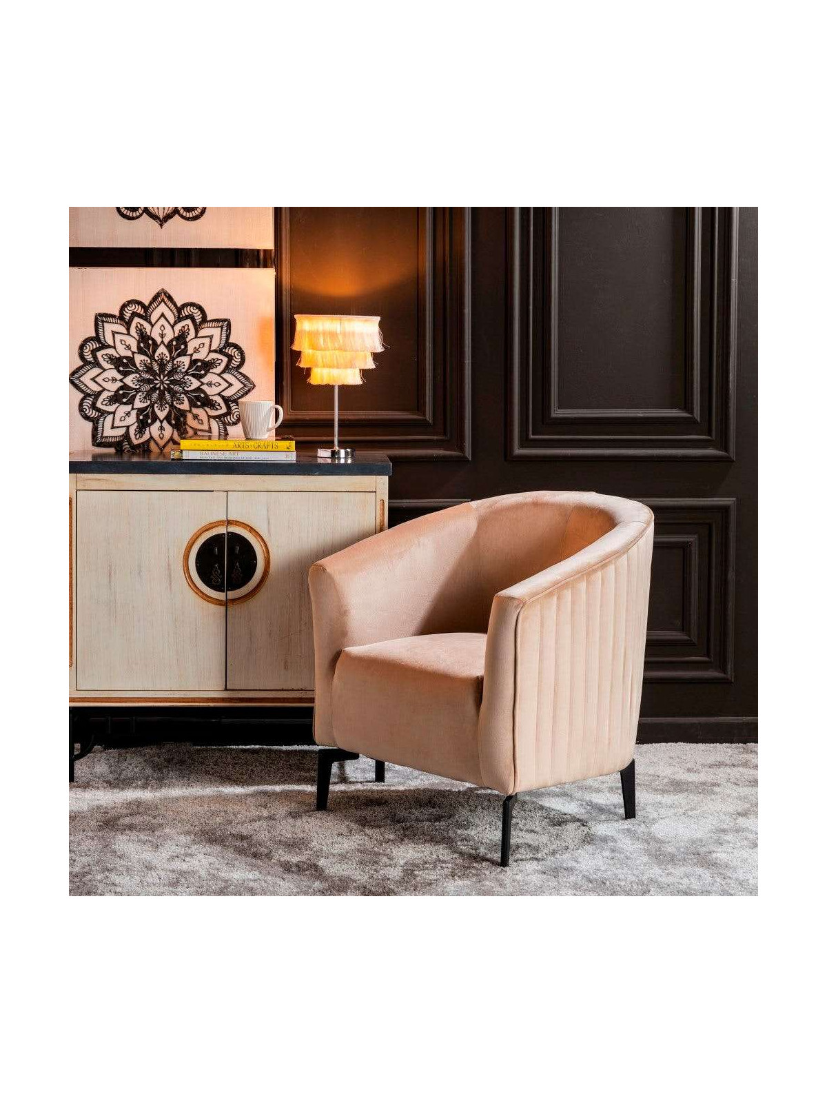 Fauteuil beige arrondi chic