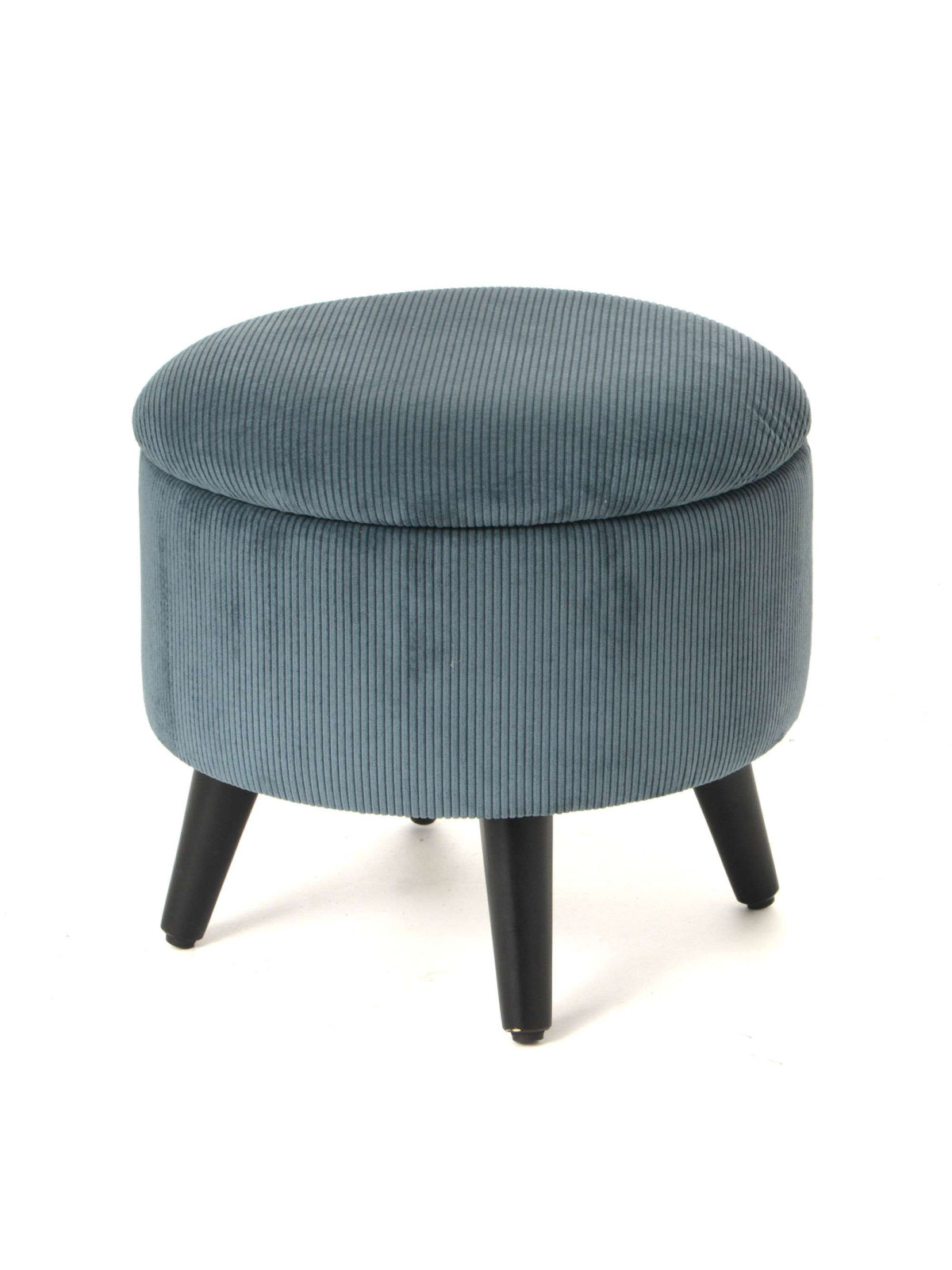 Tabouret Coffre Bleu Côtelé