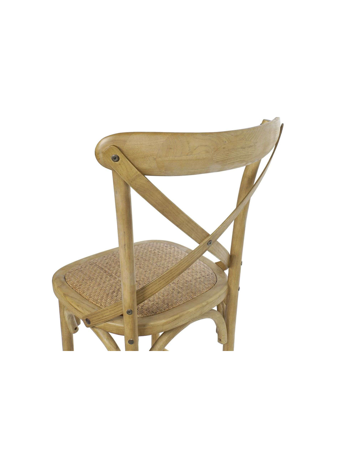 Chaise haute en bois et rotin