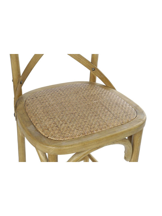 Chaise haute en bois et rotin