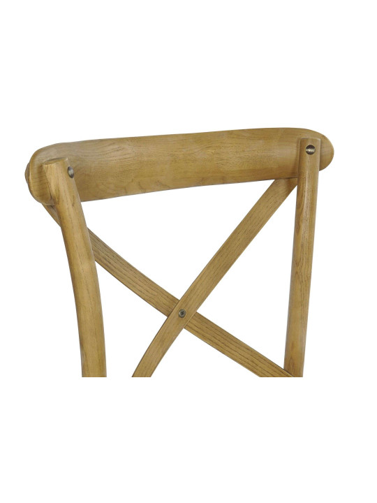 Chaise haute en bois et rotin