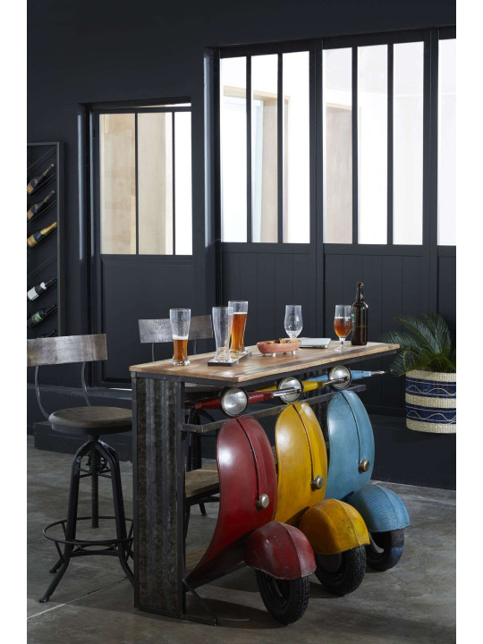 Tabouret de bar Eugène bois et métal Amadeus