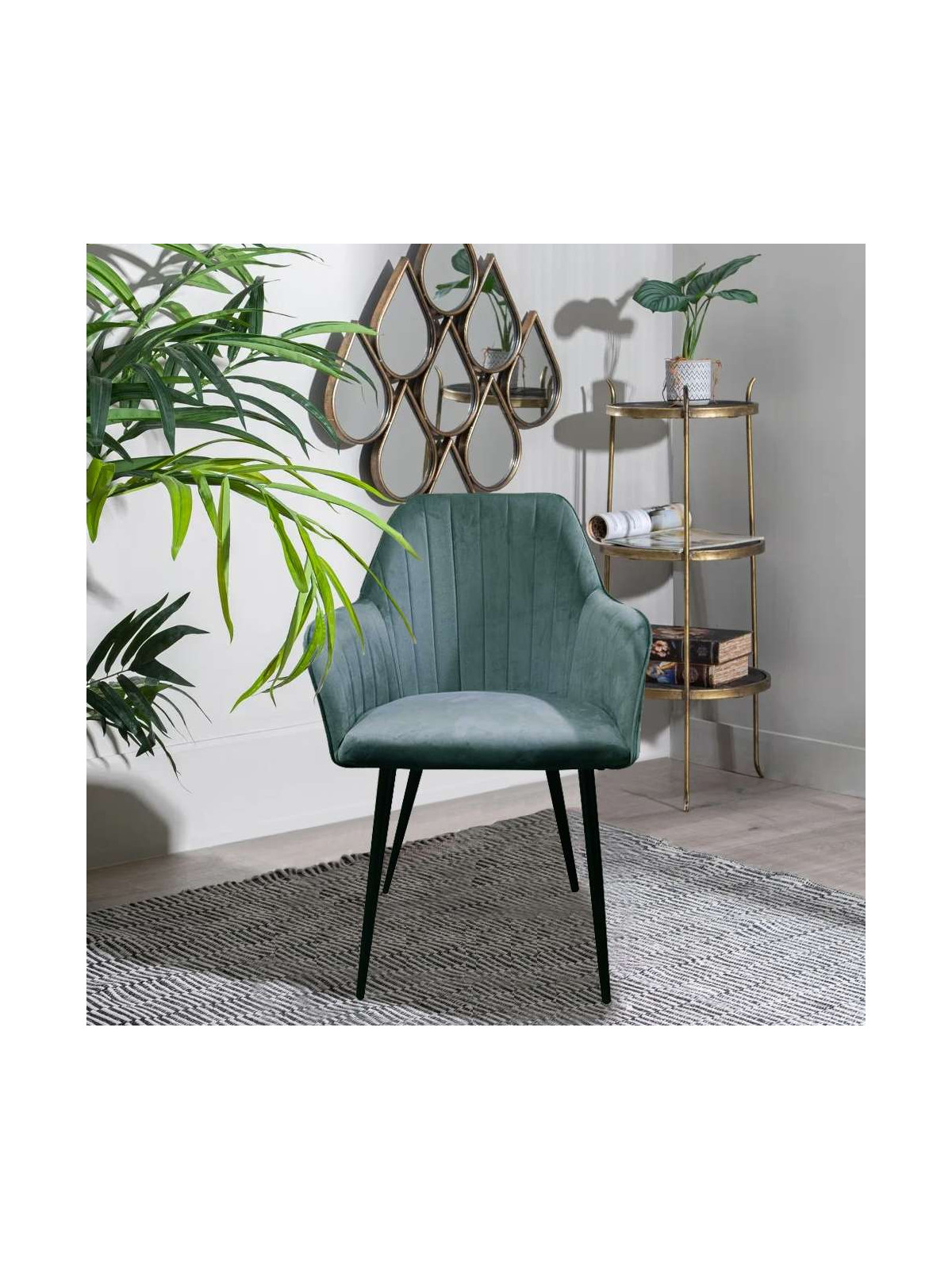 Fauteuil Lara velours vert émeraude