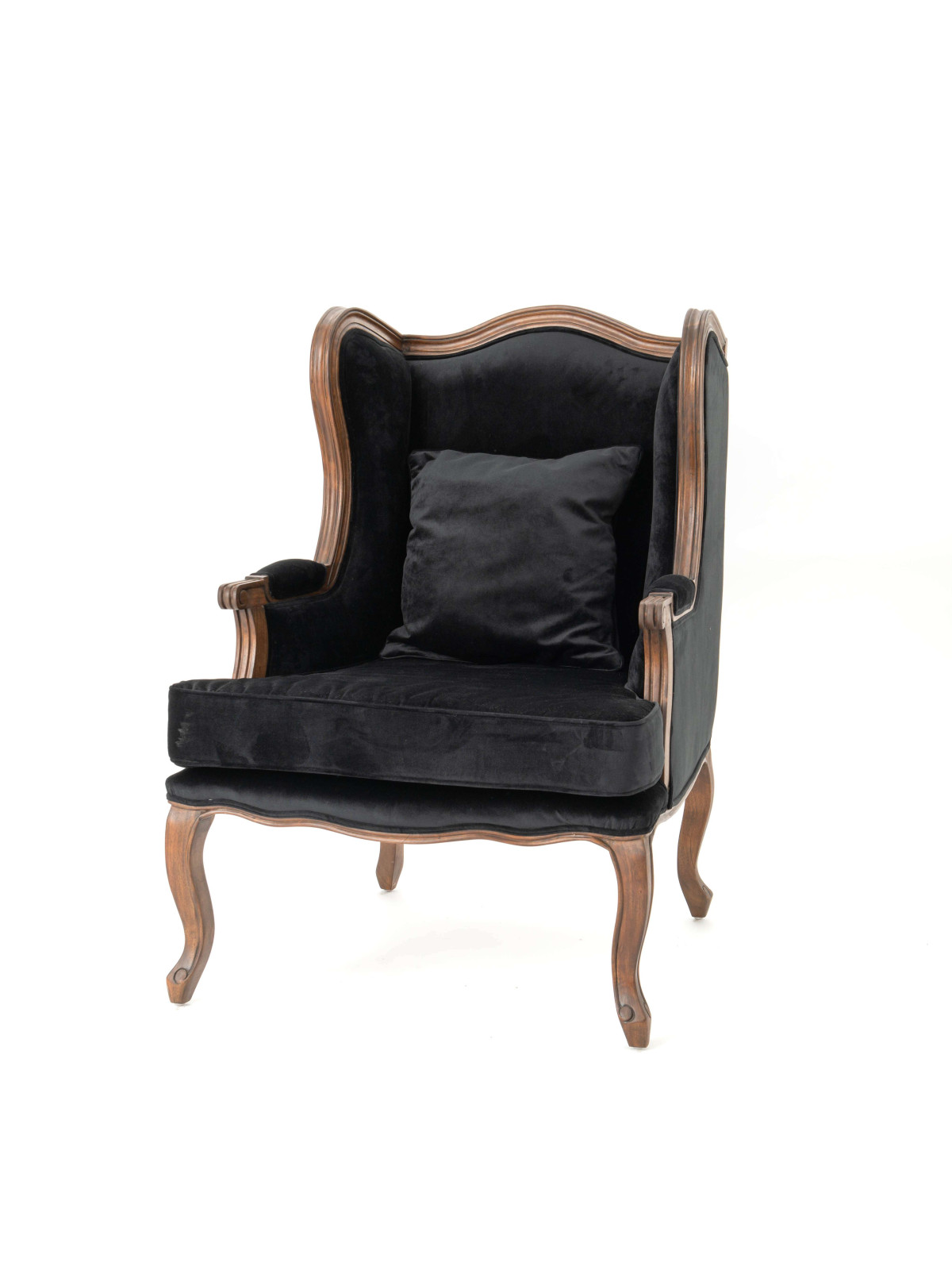 Fauteuil Cabriolet oreille velours noir Amadeus