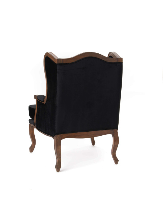 Fauteuil Cabriolet oreille velours noir Amadeus