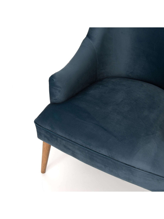 Fauteuil velours Mike bleu nuit