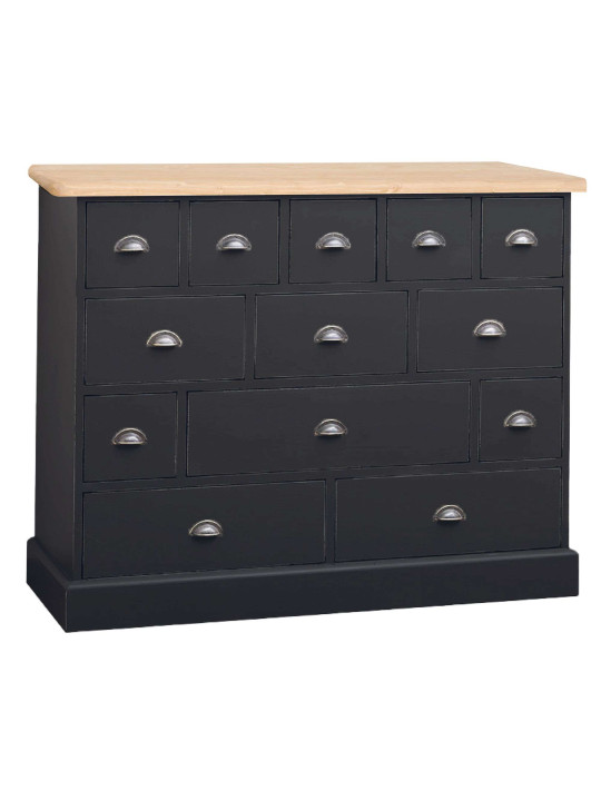 Commode noir multi tiroirs chêne