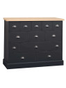 Commode noir multi tiroirs chêne