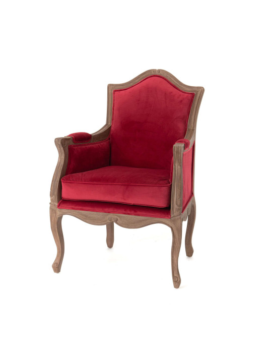 Fauteuil cabriolet Apolline velours rouge cerise