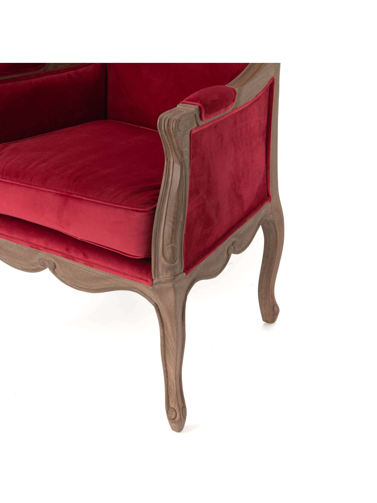 Fauteuil cabriolet Apolline velours rouge cerise