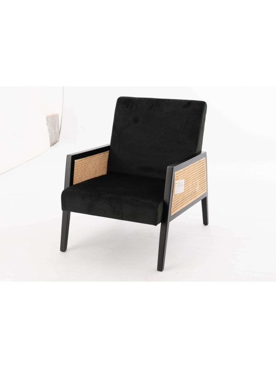 Fauteuil velours noir cannage Amadeus