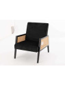 Fauteuil velours noir cannage Amadeus