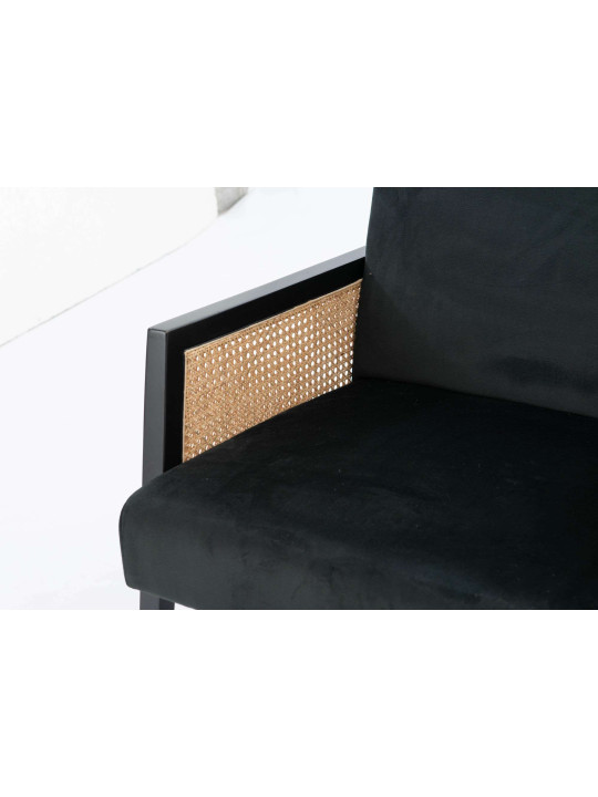 Fauteuil velours noir cannage Amadeus