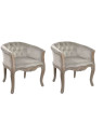 Duo de fauteuils cabriolet capitonné velours gris