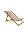 Chaise longue en bois d'acacia beige