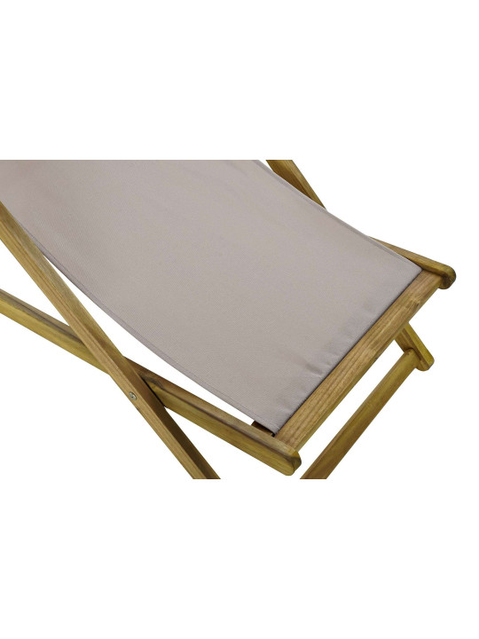 Chaise longue en bois d'acacia beige