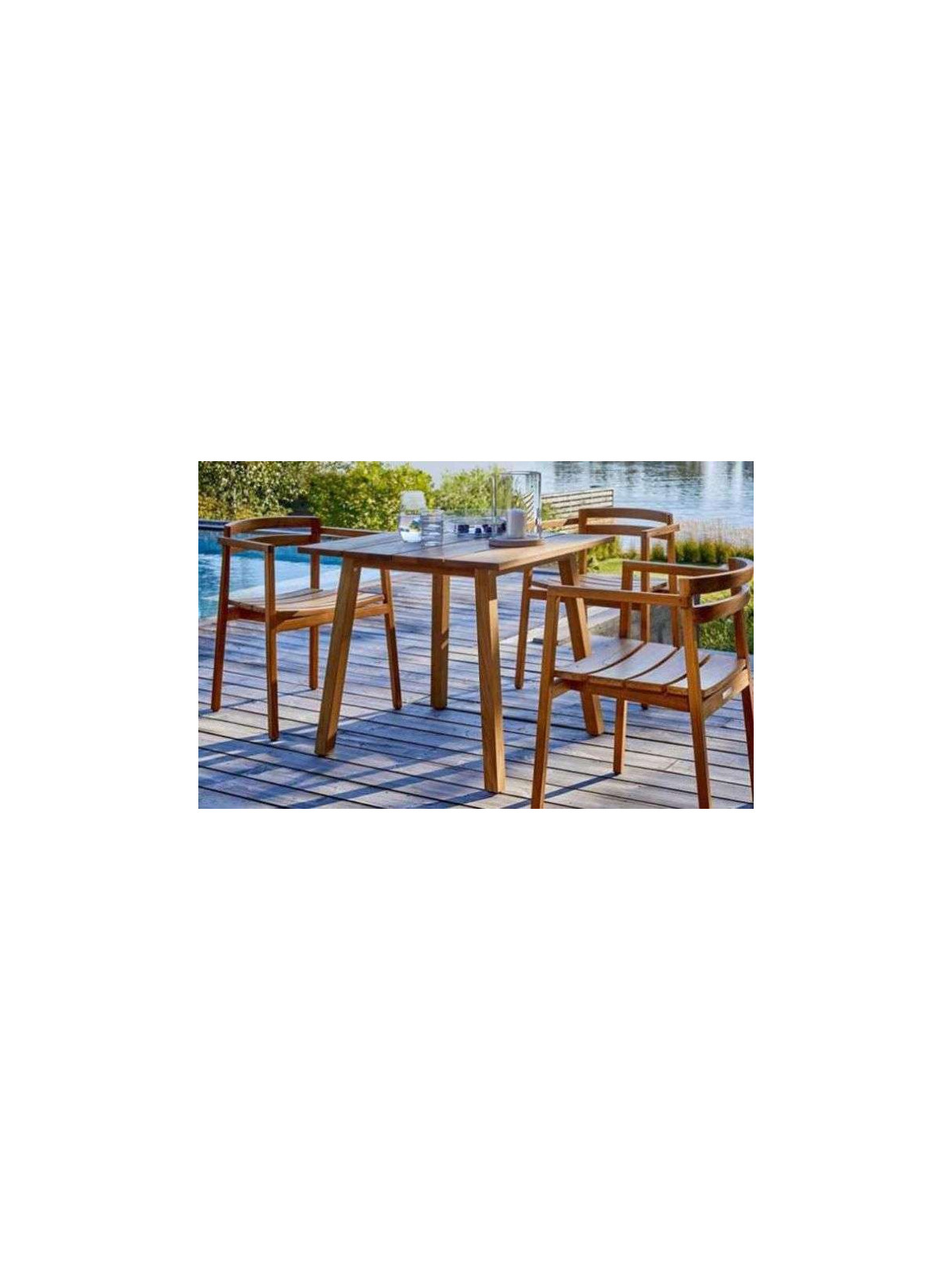 Ensemble de 5 tables et chaises en bois de teck Alava