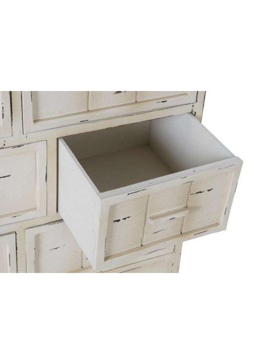 Commode blanche en bois patinée