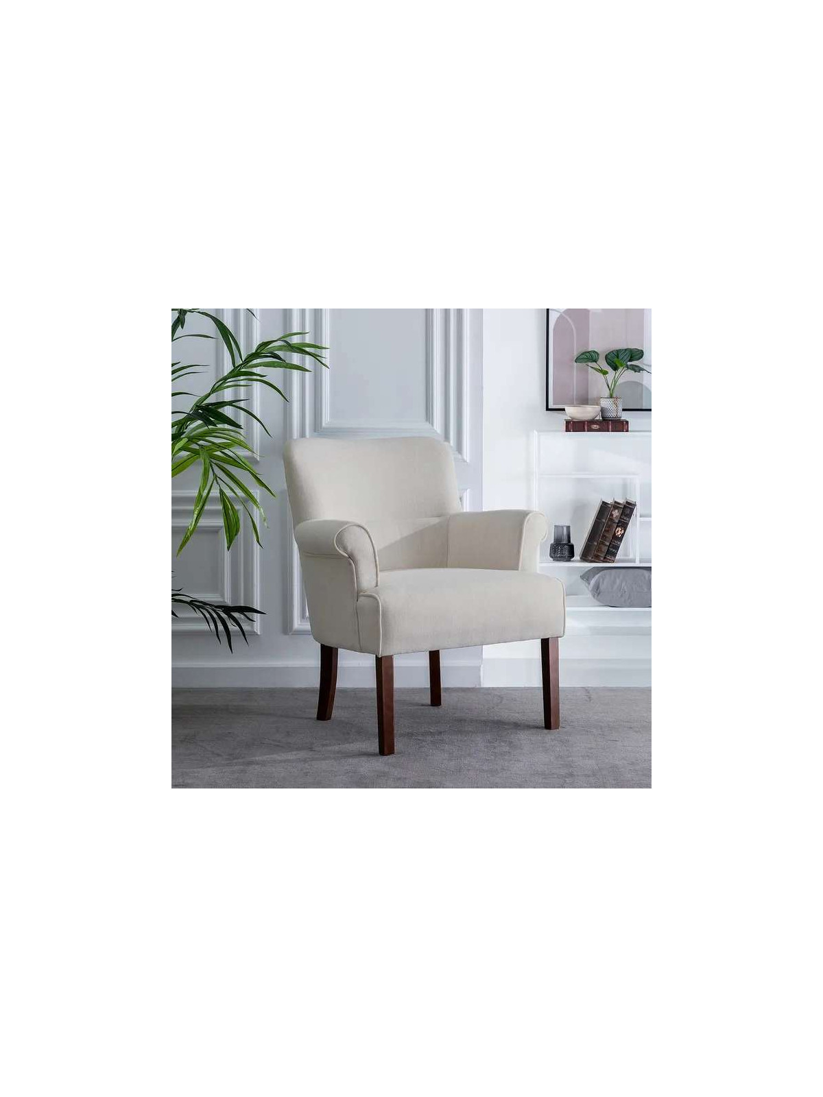 Fauteuil Lorca velours crème