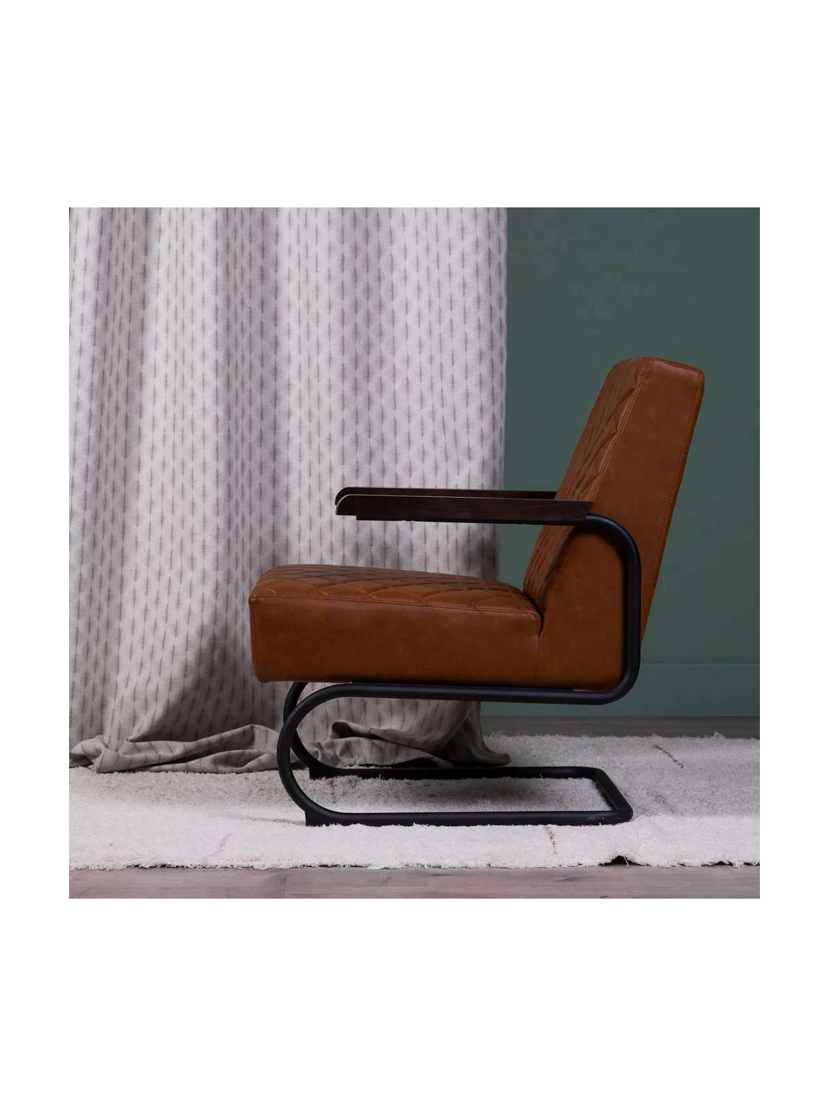 Fauteuil Millport en cuir marron