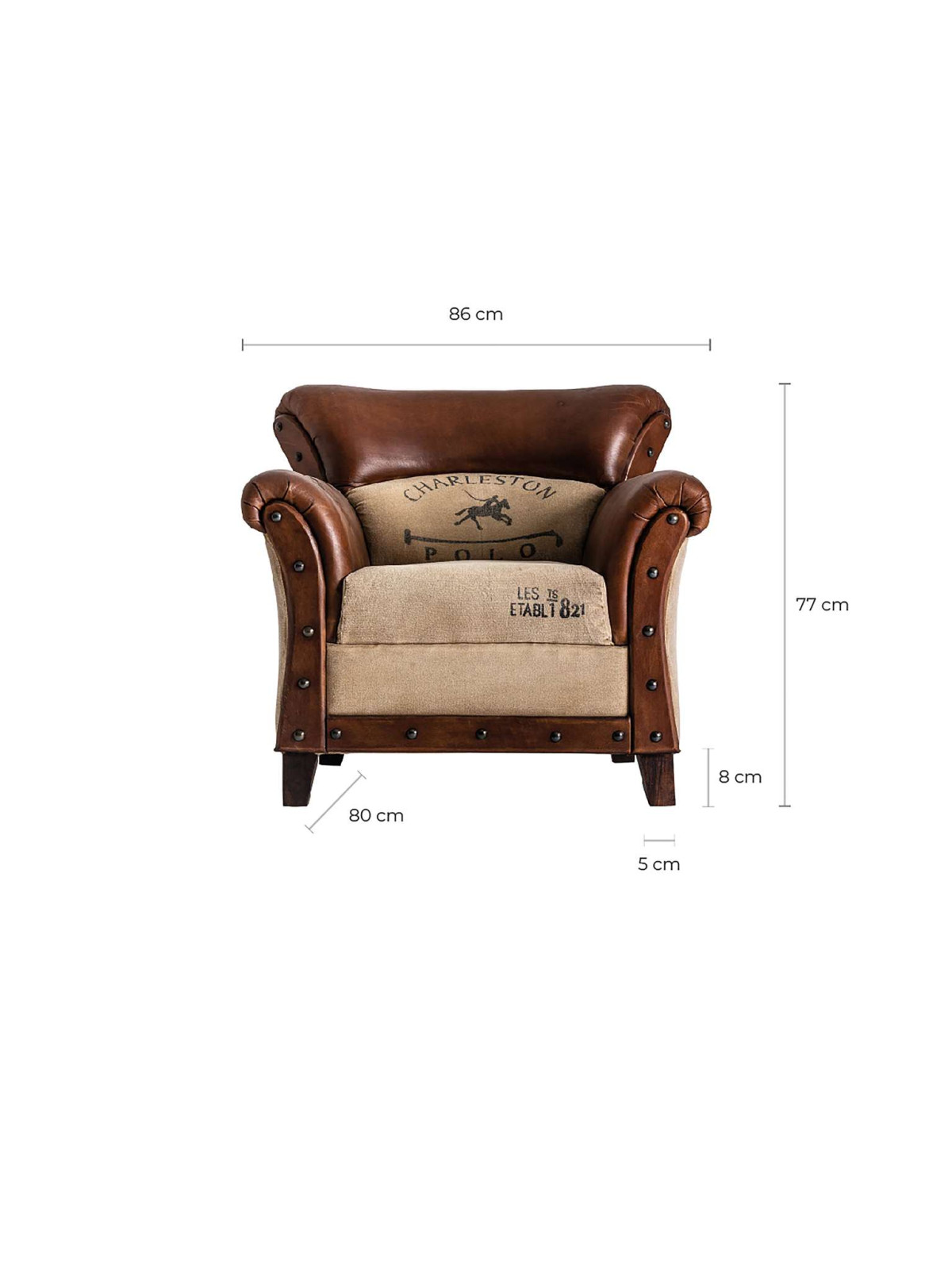 Fauteuil vintage cuir vieilli