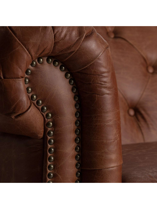 Canapé  chesterfield Rima en cuir marron