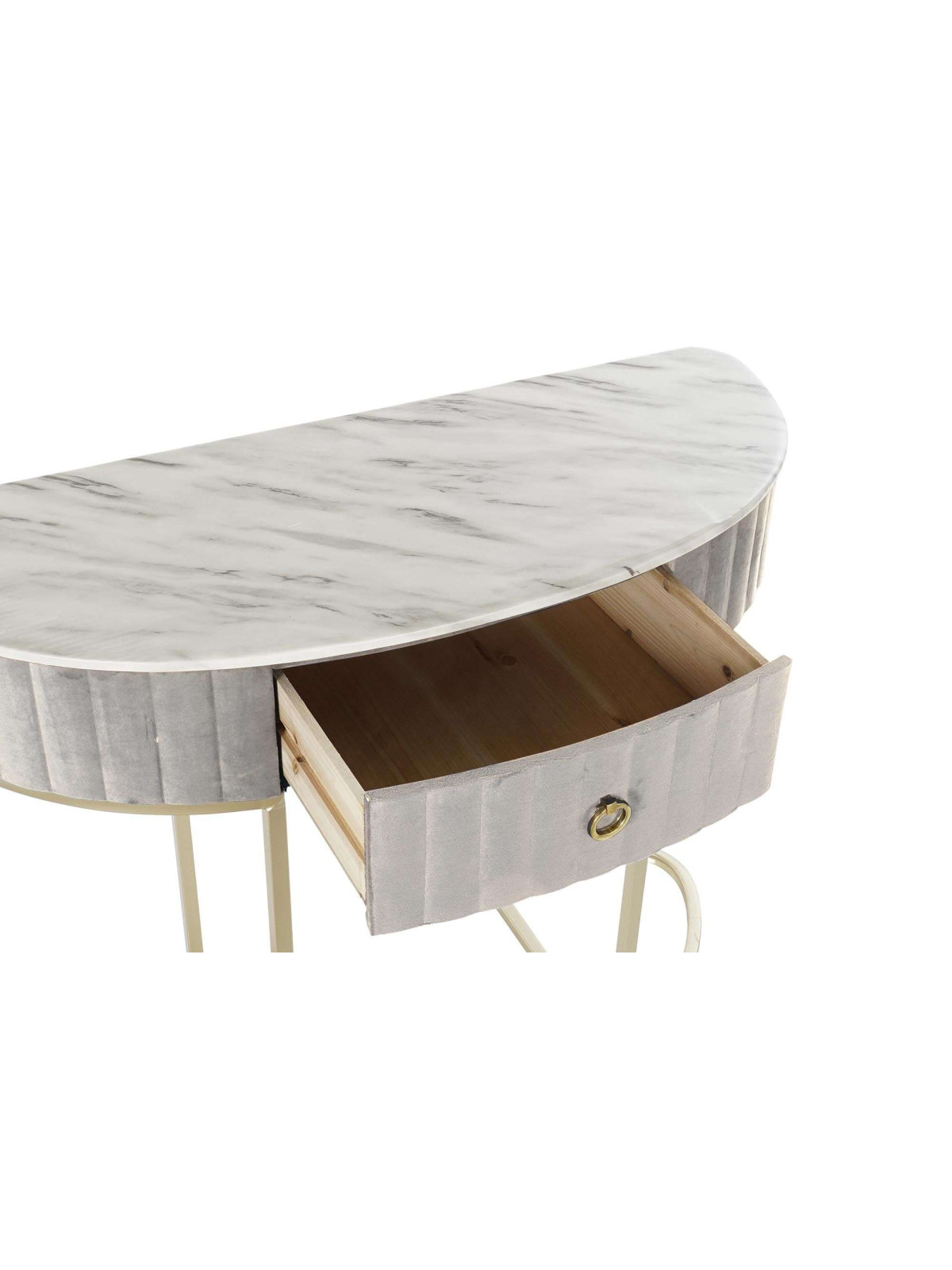 Console  Amanda velours gris et marbre