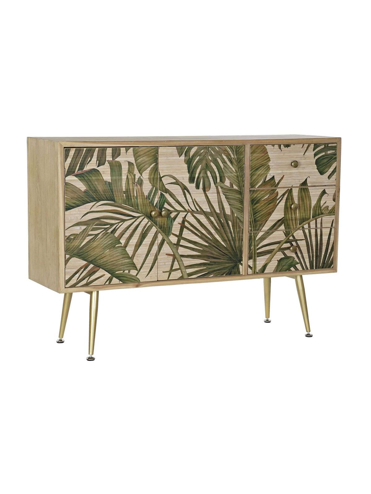 Buffet en bois motif tropical