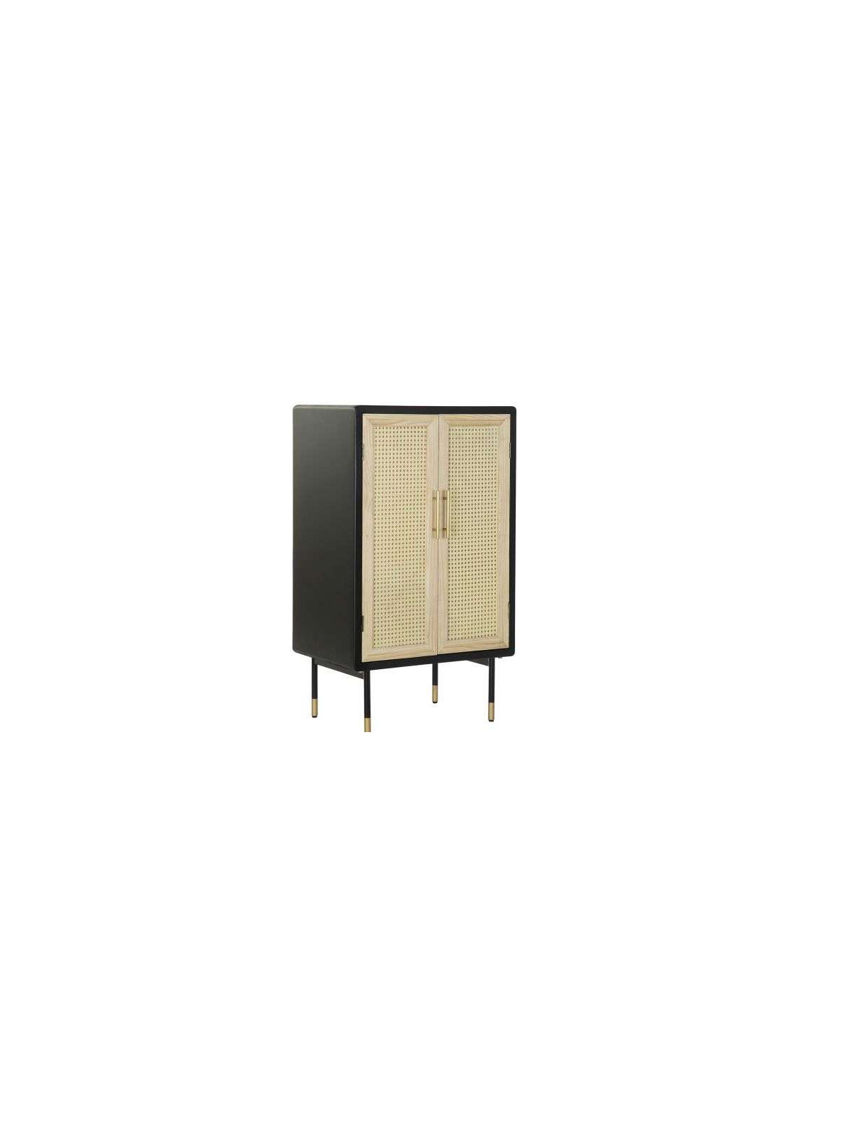 Armoire Abby bois noir et cannage en rotin