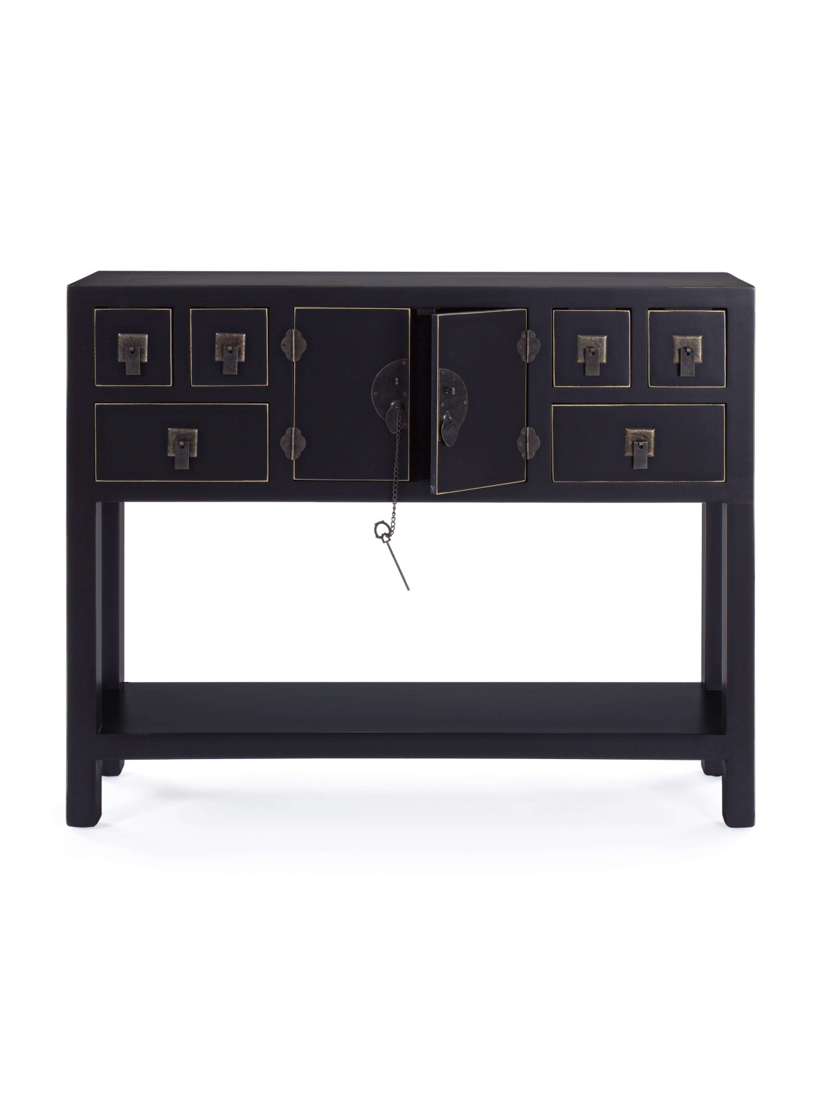 Console 2 portes 6 tiroirs Pechino noire