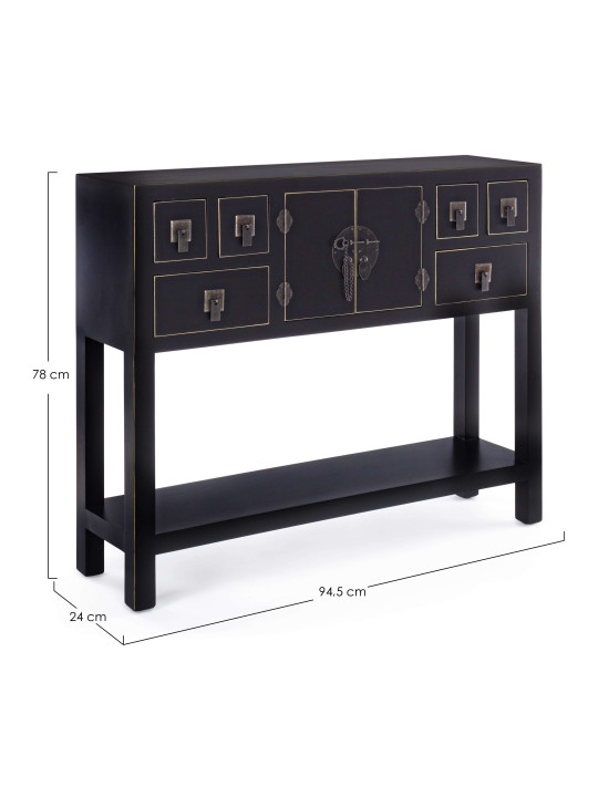 Console 2 portes 6 tiroirs Pechino noire