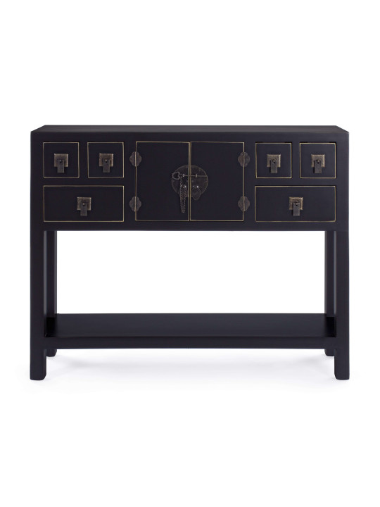 Console 2 portes 6 tiroirs Pechino noire