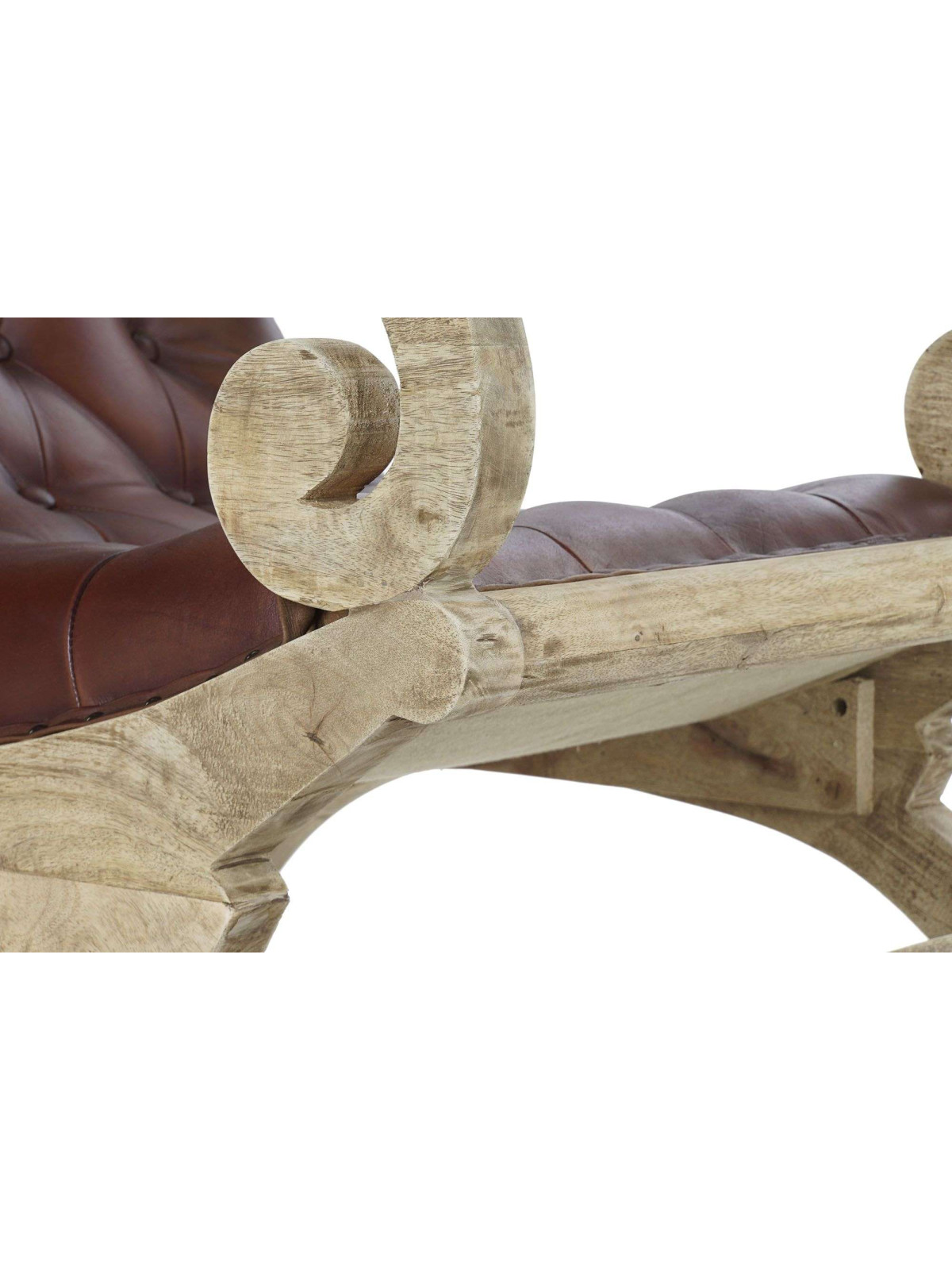 Fauteuil en cuir et bois Evolène