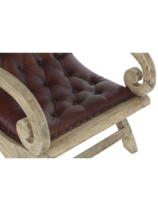 Fauteuil en cuir et bois Evolène