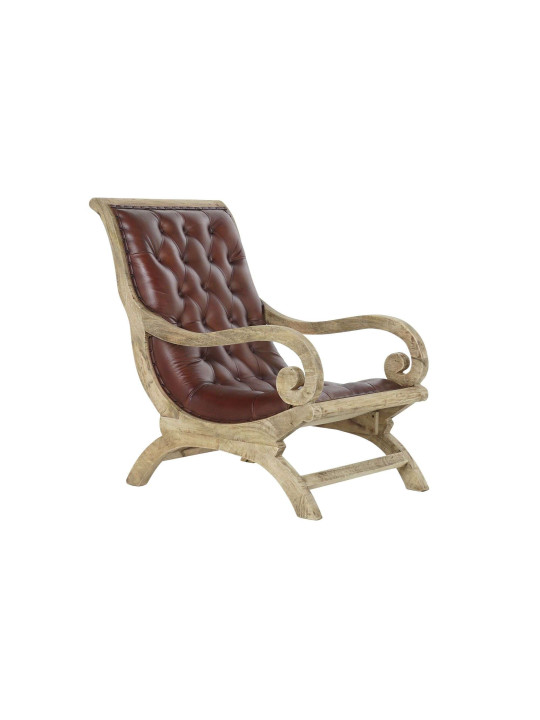 Fauteuil en cuir et bois Evolène