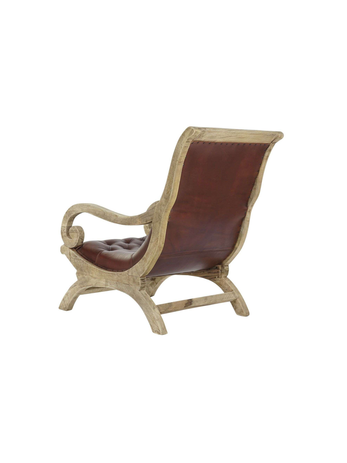 Fauteuil en cuir et bois Evolène