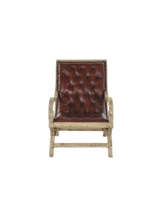 Fauteuil en cuir et bois Evolène