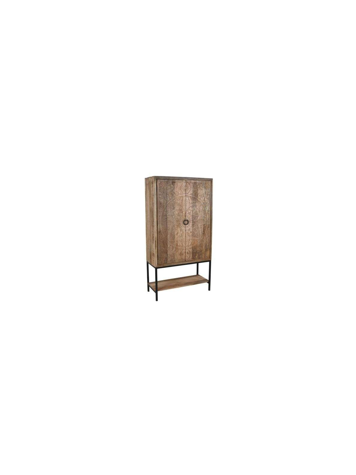 Armoire Digha en bois de manguier et métal noir