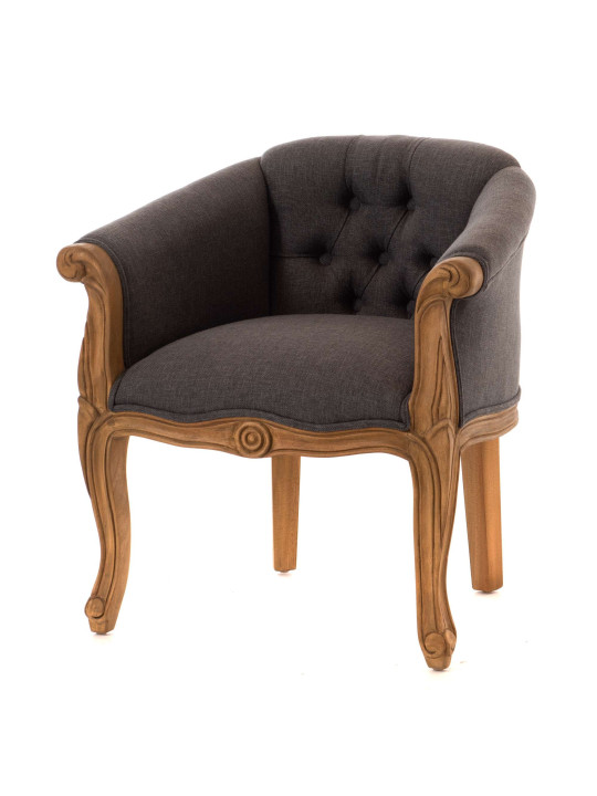 Fauteuil crapaud gris en bois d'acajou Amadeus