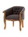 Fauteuil crapaud gris en bois d'acajou Amadeus